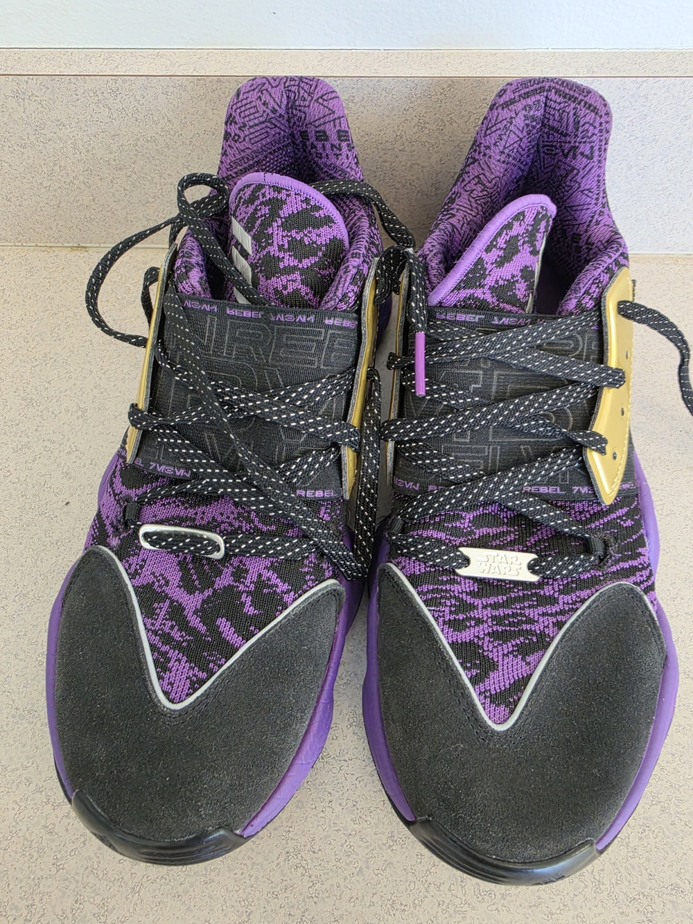 adidas Purple and Black Women's Athletic Sneakers with Gold Accents